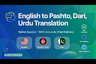 translate english to urdu, dari, pashto and  be your english tutor
