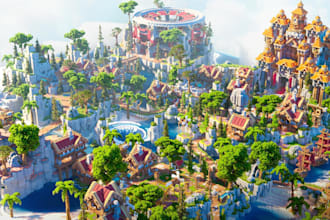 do custom minecraft map, smp spawn, server lobby, hub an survival terrain builds