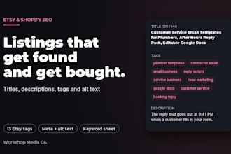 write SEO product listings for your etsy or shopify store