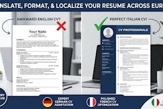 translate and format your resume or CV into perfect italian, german or english