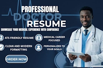 write an ats friendly doctor resume or CV