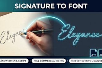 create a custom handwritten font design or signature calligraphy script