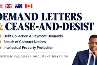draft legal demand letters, cease and desist notices, etc