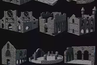 create digital terrain model from photogrammetry, castle pbr texture, dnd ruins