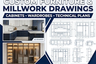 create custom furniture, cabinet, wardrobe, and millwork drawings