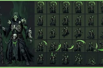 pixel art characters, animated sprite sheets, rpg maker game assets