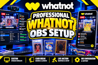 setup whatnot card break boards, tcg stream overlays and live auction setup