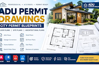 adu permit drawings garage conversion city permit blueprints autocad floor plans