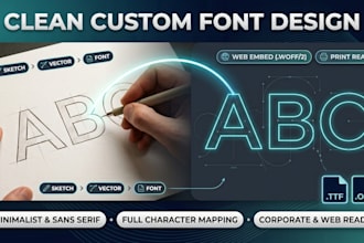 create a clean custom font design or typeface
