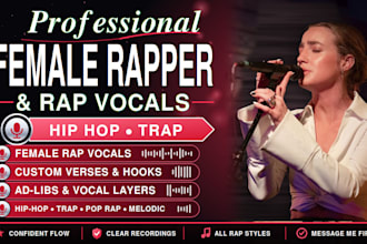 be your female rapper record female rap vocals, hip hop verses, trap rap