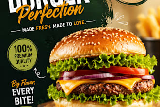 design a professional fast food, burger and restaurant poster