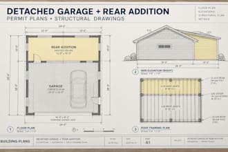 create garage addition plans and structural engineering drawings