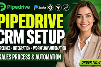 setup pipedrive crm with pipelines, integration, workflow automation and sales