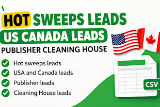 provide hot sweeps leads, US canada leads, publisher cleaning house
