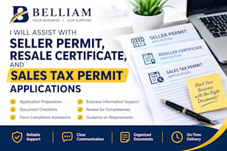 assist with seller permit, resale certificate, and sales tax permit application