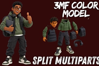 create 3mf file split stl model for 3d or no ams multicolor printing in blender