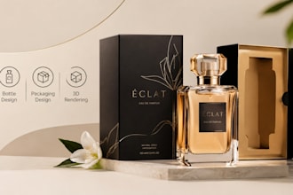 custom perfume packaging design, fragrance bottle concepts and 3d rendering