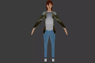 make 3d animation character in retro game asset, lowpoly model, ps2 style, ue5