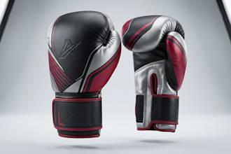 design boxing and sport goalkeeper glove, motorbike gloves model with animation