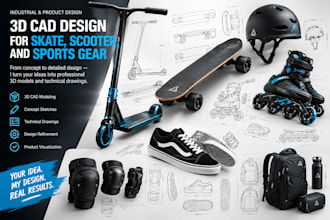 design 3d cad models for skateboards, scooters, roller skates, and sports gear