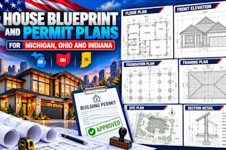 prepare house blueprint and permit plans for michigan ohio and indiana