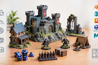 custom miniature terrain, wargaming scenery and 3d printed gaming props design