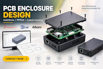 design an electronic pcb enclosure, pcb housing, 3d printable case, 3d model