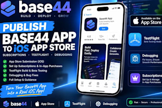 publish base44 app to ios app store subscriptions testflight base44 debuging