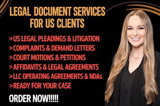 proofread and draft legal motions, affidavits, petitions and court for your case