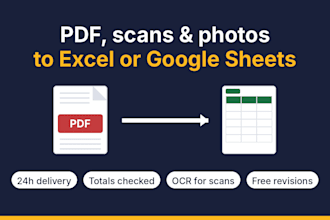 convert PDF, scans or images to excel or google sheets