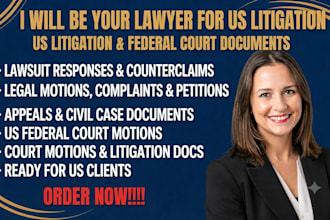 draft legal motions, complaints, petitions and appeals for civil cases in the US