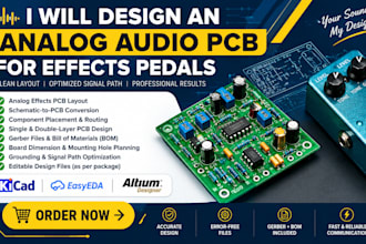 design an analog audio pcb for effects pedals