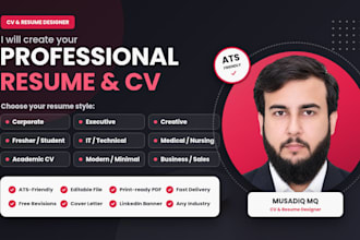 write a professional ats resume CV and custom cover letter