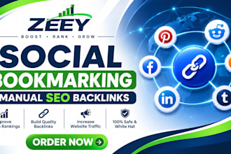 build manual social bookmarking backlinks for website SEO