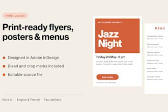 design a print ready flyer, poster, menu or brochure in indesign