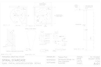 draft detailed millwork and staircase drawings in autocad