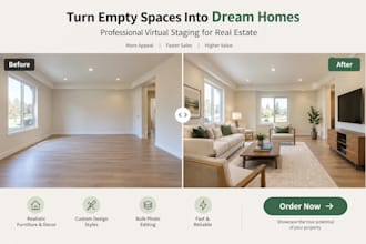 do vacant house staging, staging bulk photo editing empty room virtual staging