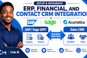 setup erp, financial, and contact CRM integration in sap, sage, acumatica CRM