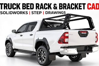 design truck bed cargo brackets, off road racks, custom mounts cad in solidworks