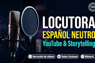 record a neutral spanish voice over for youtube and storytelling