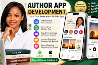 develop an author app, ebook reader app, book companion app and book club app