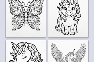 provide 50 page unicorn coloring book and cover
