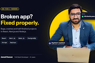 fix bugs or take over and finish your react nextjs or node web app