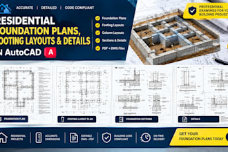 draw residential foundation plans, footing layouts and details in autocad