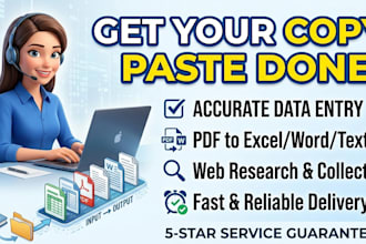 do professional copy paste, data entry, and web research work