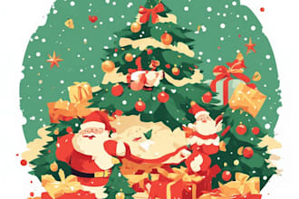 design a custom flat style christmas illustration
