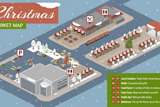 do christmas festival map, holiday event plan, attraction map and wayfinding map