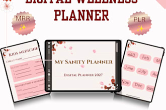 design an aesthetic hyperlinked digita planner for wellness