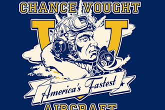 create vintage aviation logo and hand drawn military aircraft illustrations