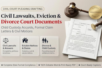 civil lawyer for eviction notice, divorce, child custody, lawsuits, claim letter